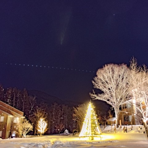 栂池高原上空を通過する国際宇宙ステーション