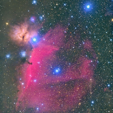 馬頭星雲（ＩＣ４３４）と燃える木星雲（ＮＧＣ２０２４）