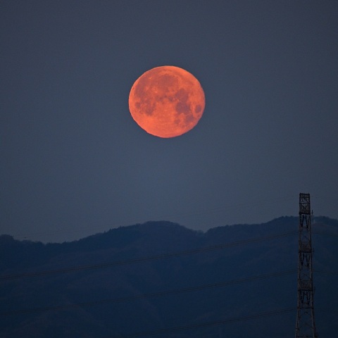 沈むピンクムーン
