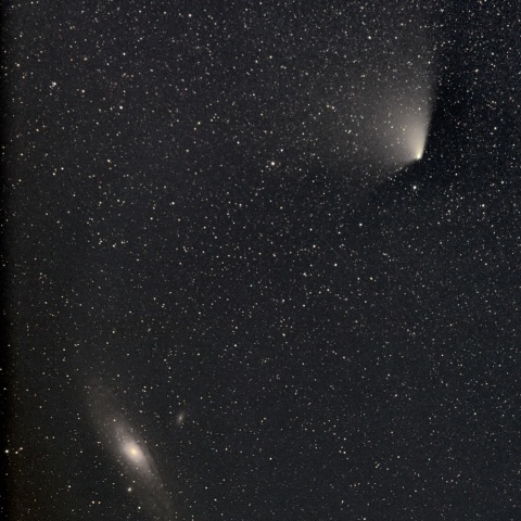 パンスターズ彗星とM31のランデブー（4月8日）