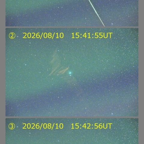 ペルセウス座流星、流星痕、彗星、大気光