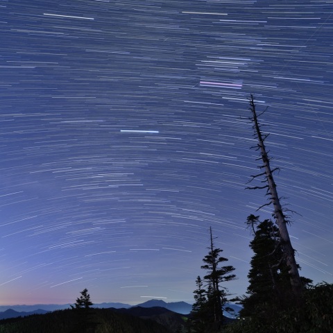 冬の大三角、南極老人星と浅間山