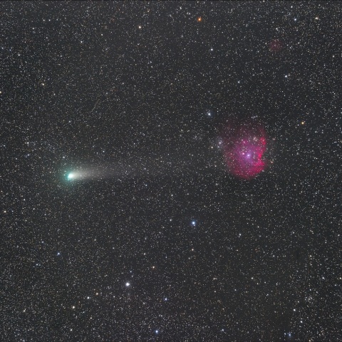 ジャコビニ-ツィナー彗星とモンキー星雲