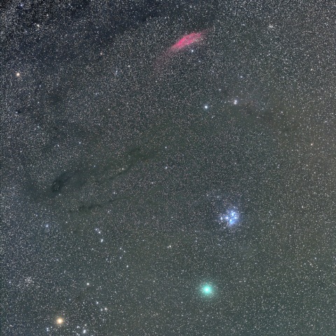 ヒヤデス星団、プレアデス星団、カルフォルニア星雲、ウィルタネン彗星