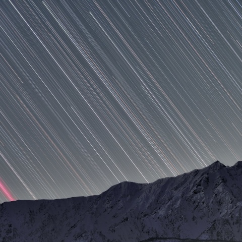 望遠星景（星降る鹿島槍ヶ岳）