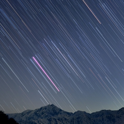 鹿島槍ヶ岳とオリオン座