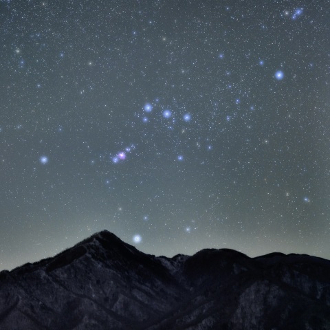 中禅寺湖とオリオン座