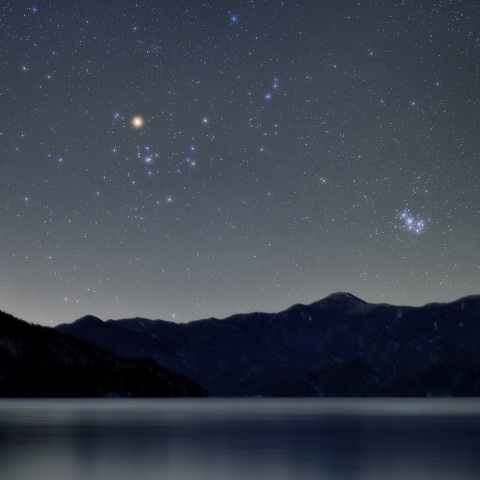 中禅寺湖とヒヤデス、プレアデス