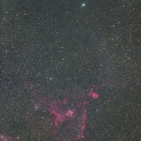 パンスターズ彗星（C/2017 T2）とハート星雲（IC1805）