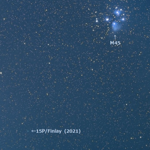 7月18日未明のフィンレー彗星とプレアデス星団