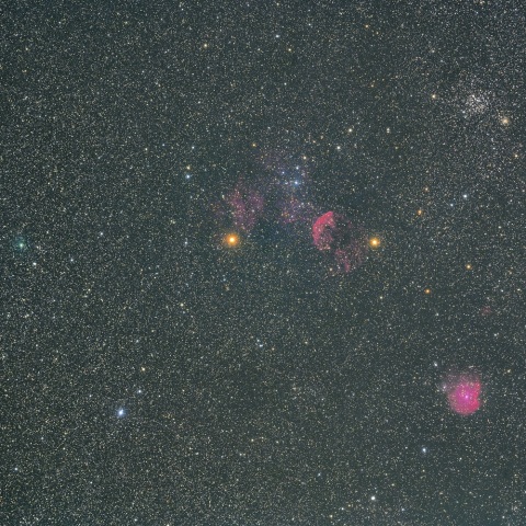 Ｍ３５、クラゲ星雲、モンキー星雲とアトラス彗星