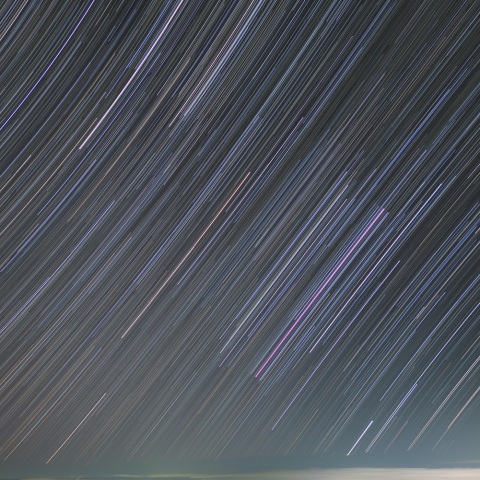 星景写真（昇るオリオン座と火星）