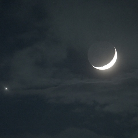 ５月２３日の細い月と金星の接近