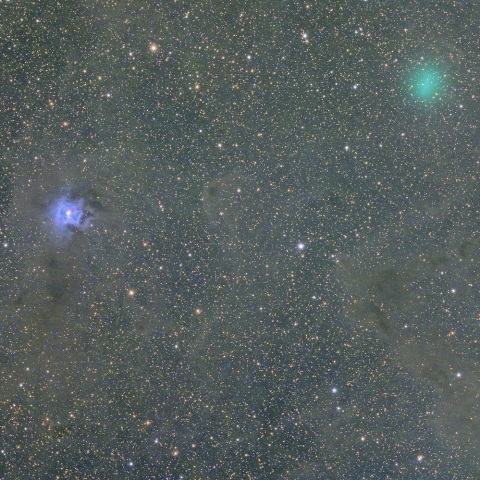 アイリス星雲とアトラス彗星（C/２０２３ Ｅ１）