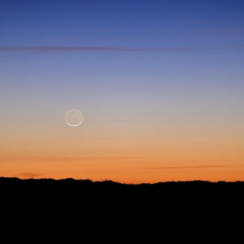 極細の受け月と水星