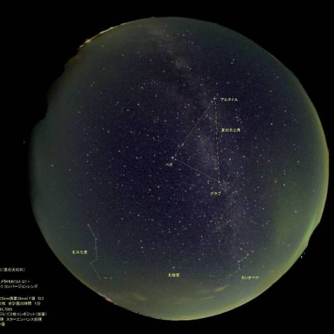 天の川全天撮影、夏の大三角