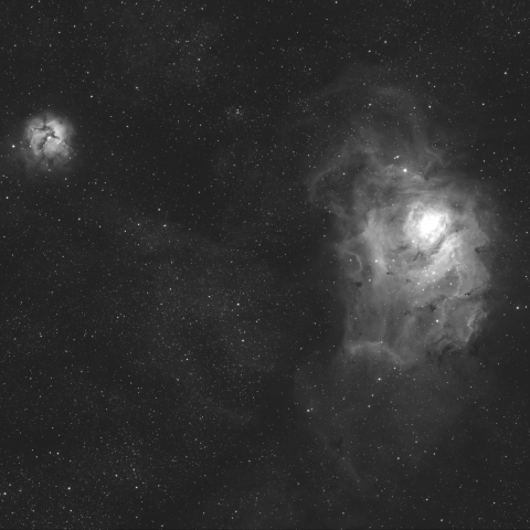 三裂星雲と干潟星雲 (Trifid & Lagoon Nebulas)