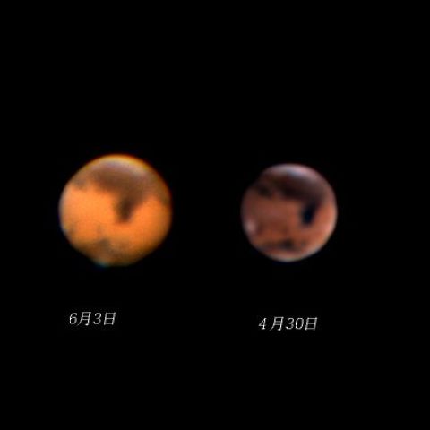 一ヶ月前と比べてみた火星