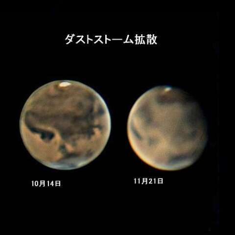 ダストストーム拡散中の火星