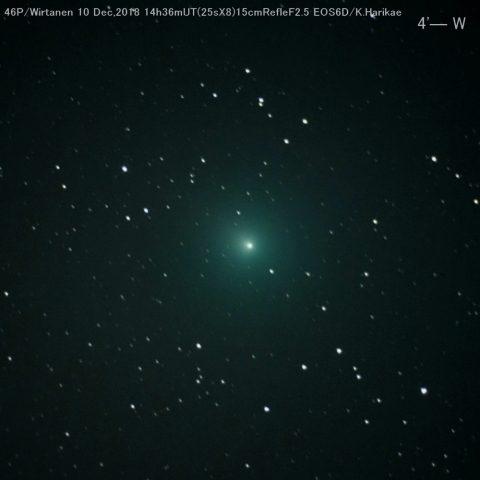 地球最接近前のウィルタネン彗星