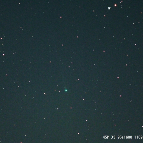 東暁に輝く45P/本田・ムルコス・パジュサコバ彗星