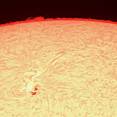 黒点群12891と彩層、プロミネンス