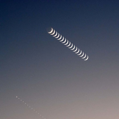 ★夕空に並ぶ月・金星・土星★