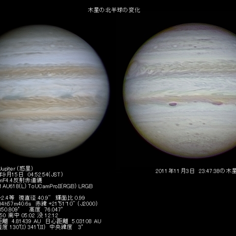 木星の北半球の変化