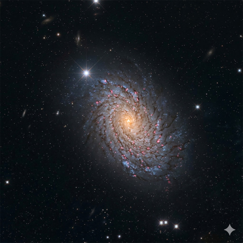 Vespera ⅡによるM63の撮影（Nanobanana2 で加工）