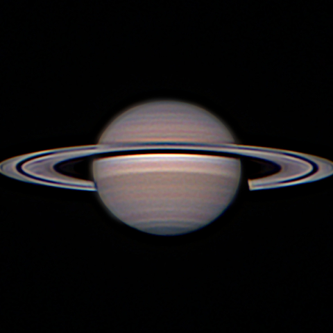 土星と衛星テティス　8月24日深夜