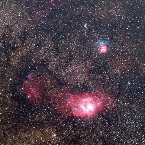 いて座　干潟星雲と三裂星雲