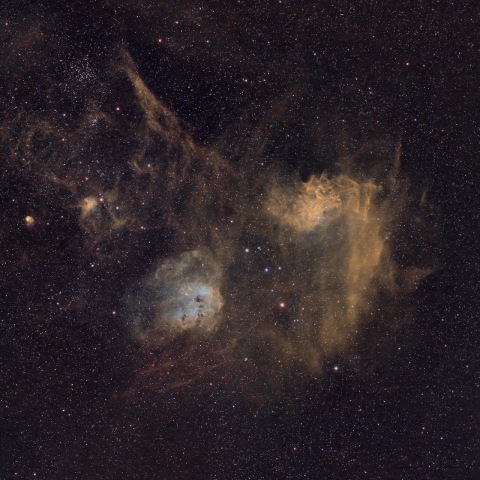 勾玉星雲付近のSHO合成