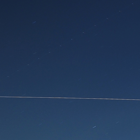 ISS+土星+スピカ+旅客機　4者共演