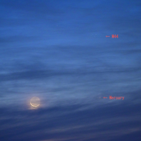 月、水星、M44の接近