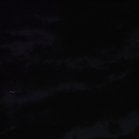 7/4の細い月（月齢27）と木星