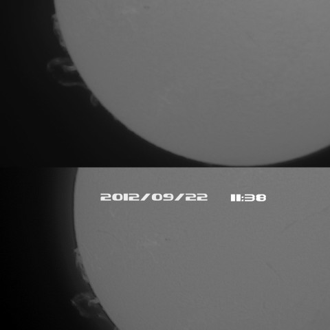 2012.9.22 プロミネンスの7分後の比較