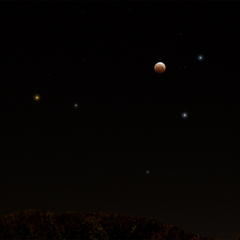 皆既月食とさそり座(米国カリフォルニア州)