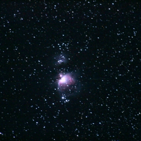 「200mm望遠×オルゴール赤道儀」でオリオン座大星雲