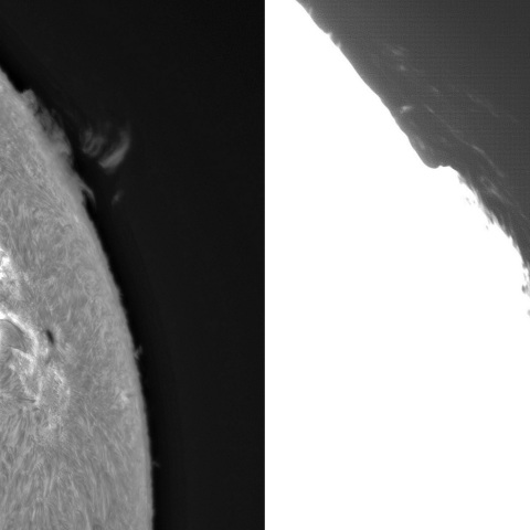 7月30日の太陽①（3379 C6.4フレア、プロミネンス）