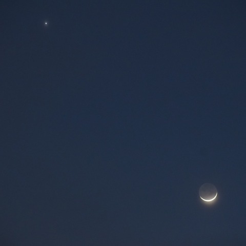 月齢1.6の月と木星