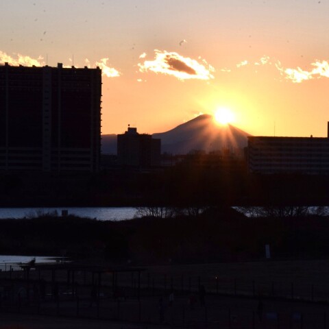 ダイヤモンド富士　西斜面への日の入り　2025/1/13