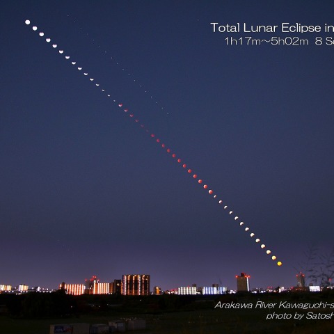 皆既月食　2025/9/8（連続写真5分おき）