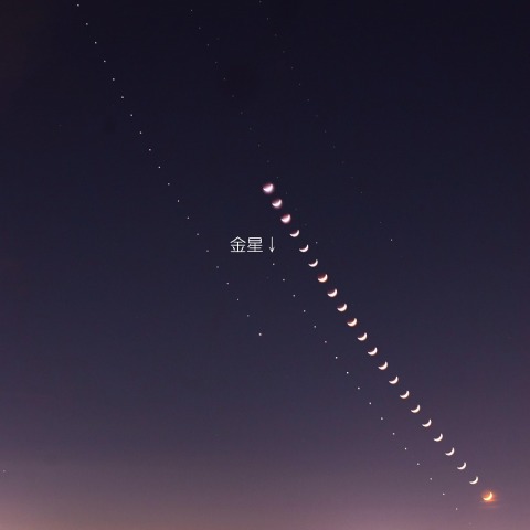 月と金星・木星の接近（5分おき連続撮影） 2026/5/19