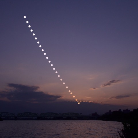 夏の日の入り（部分日食リハーサル）
