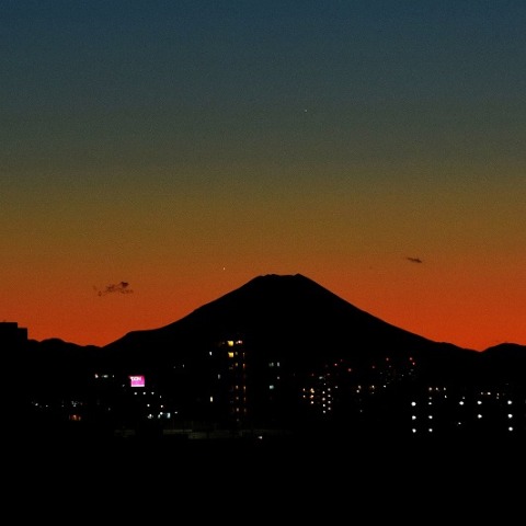 木星・土星・水星の接近と富士山　2021/01/09