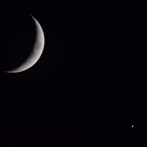金星食のあとの三日月と金星２