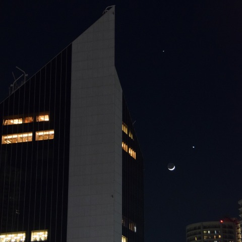 月と木星・金星の接近2023/2/22