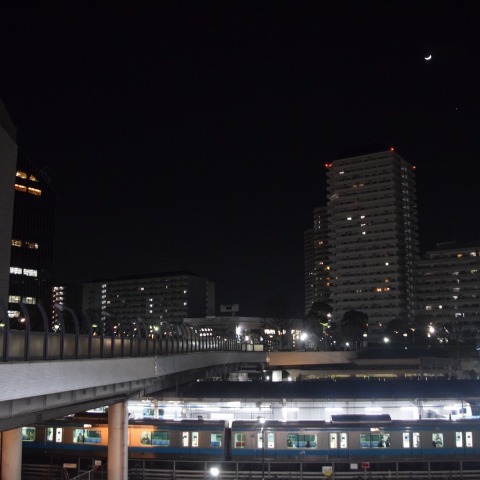 月と木星・金星の接近と川口の街2023/2/23