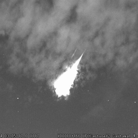 ２００９年８月１４日　３時５分１７秒のペルセウス座流星群の火球