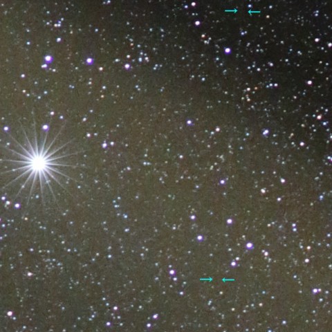 カペラ付近を通過するはやぶさ2